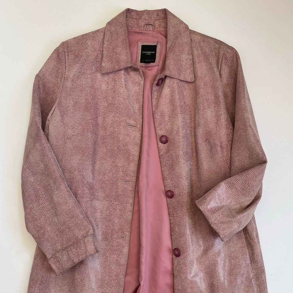 Pink Snakeskin Leather Coat